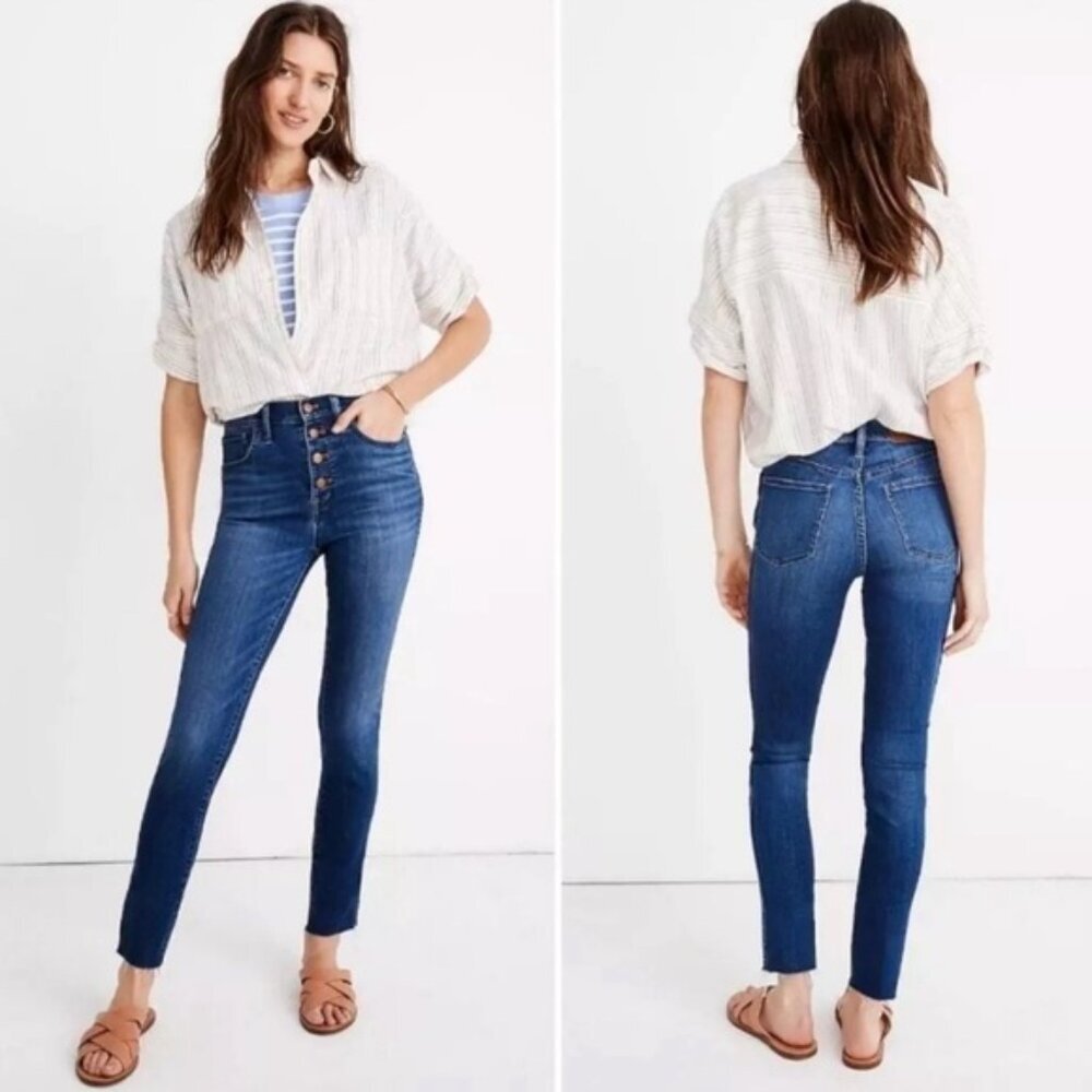 MADEWELL 10” HIGH RISE SKINNY Button Fly Raw Hem Jeans Size 26